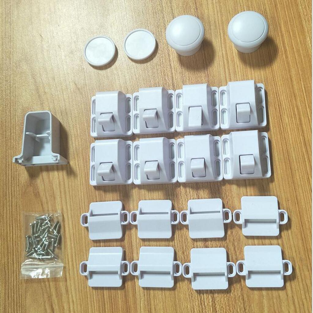 Baby Child Kid Safety Cabinet Drawer Magnetic Lock - 8 Locks + 2 Keys