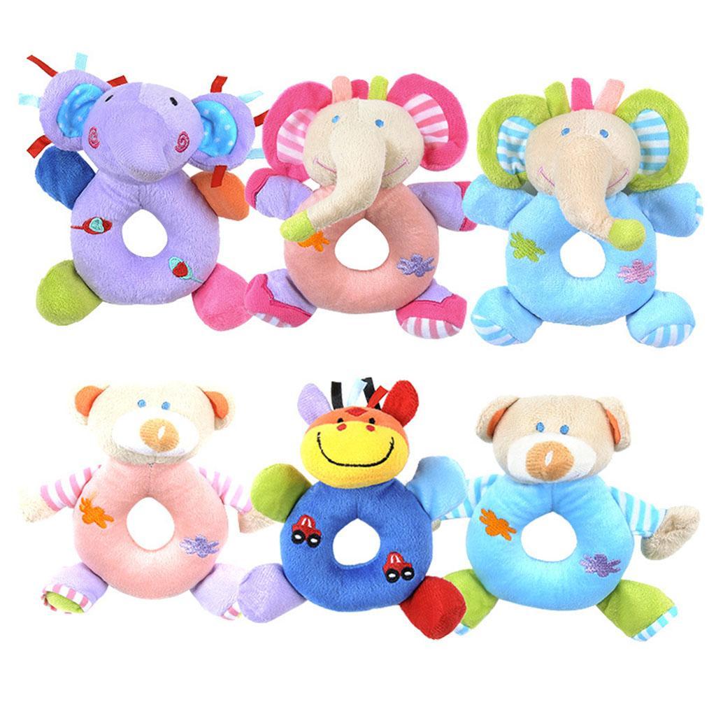 Soft Animal Plush Doll Rattle Infant Kids Educational Toys Blue elephant