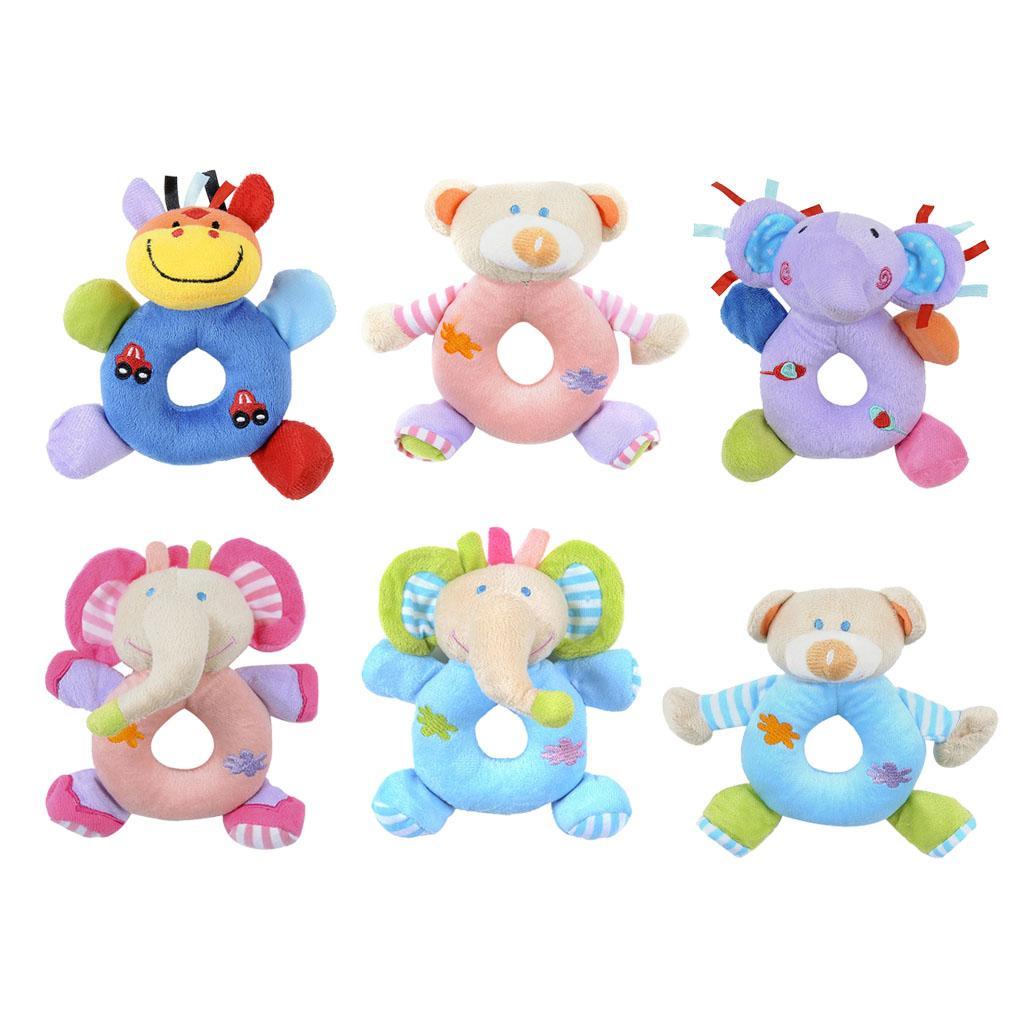 Soft Animal Plush Doll Rattle Infant Kids Educational Toys Blue elephant