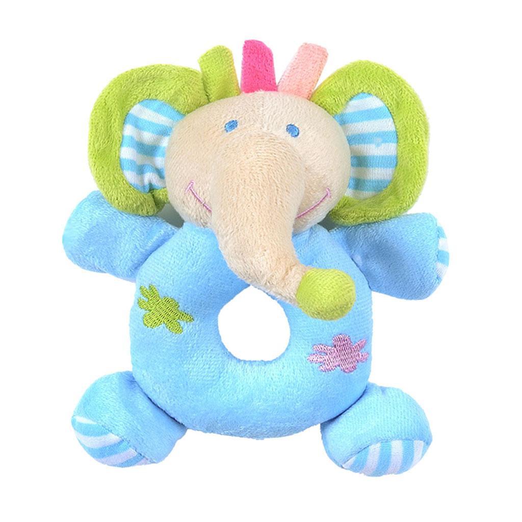 Soft Animal Plush Doll Rattle Infant Kids Educational Toys Blue elephant