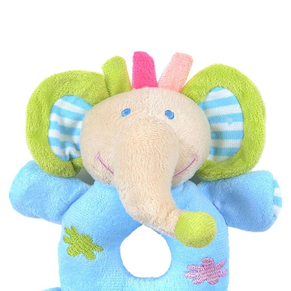 Soft Animal Plush Doll Rattle Infant Kids Educational Toys Blue elephant
