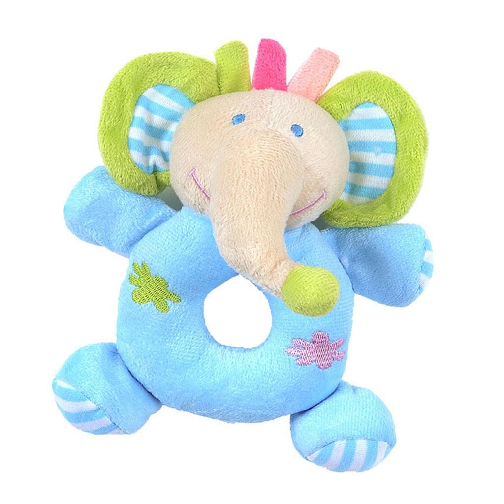 Soft Animal Plush Doll Rattle Infant Kids Educational Toys Blue elephant