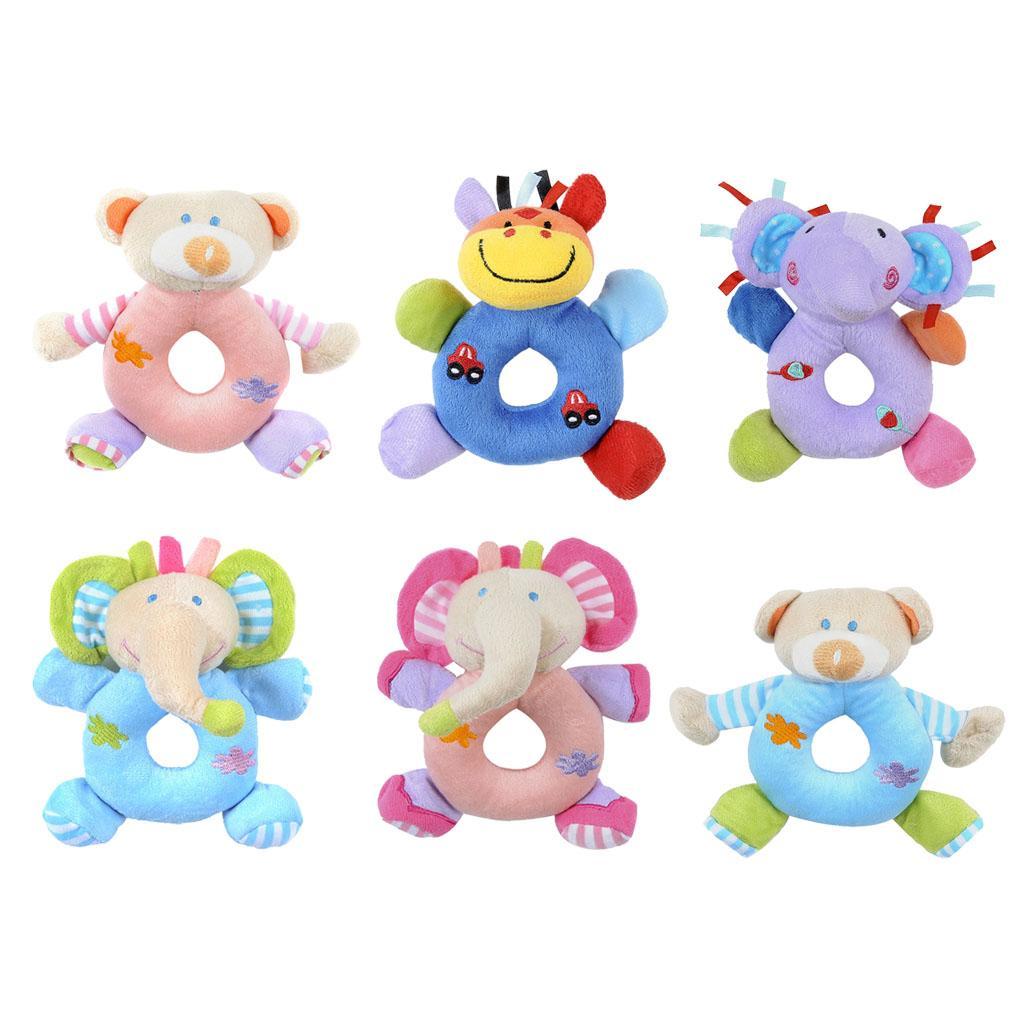 Soft Animal Plush Doll Rattle Infant Kids Educational Toys Blue elephant