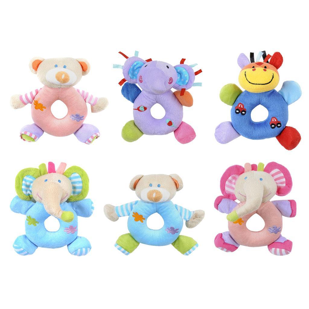 Soft Animal Plush Doll Rattle Infant Kids Educational Toys Blue elephant