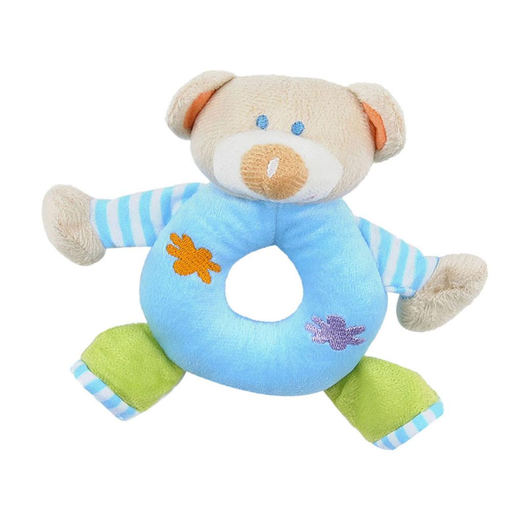 Soft Animal Plush Doll Rattle Infant Kids Educational Toys Blue bear