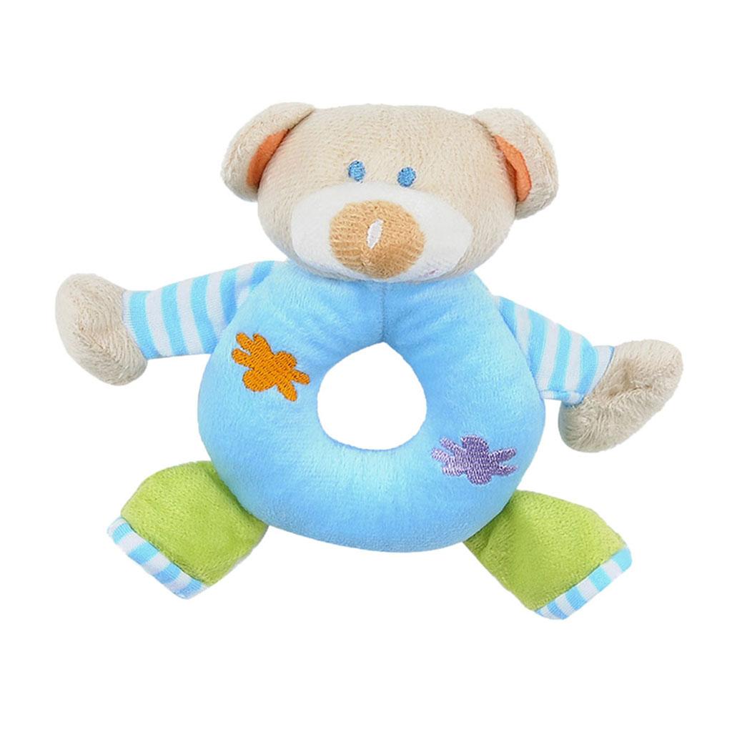 Soft Animal Plush Doll Rattle Infant Kids Educational Toys Blue bear