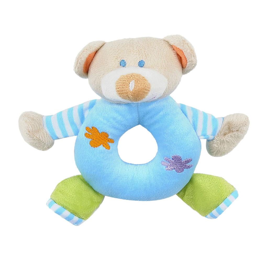 Soft Animal Plush Doll Rattle Infant Kids Educational Toys Blue bear