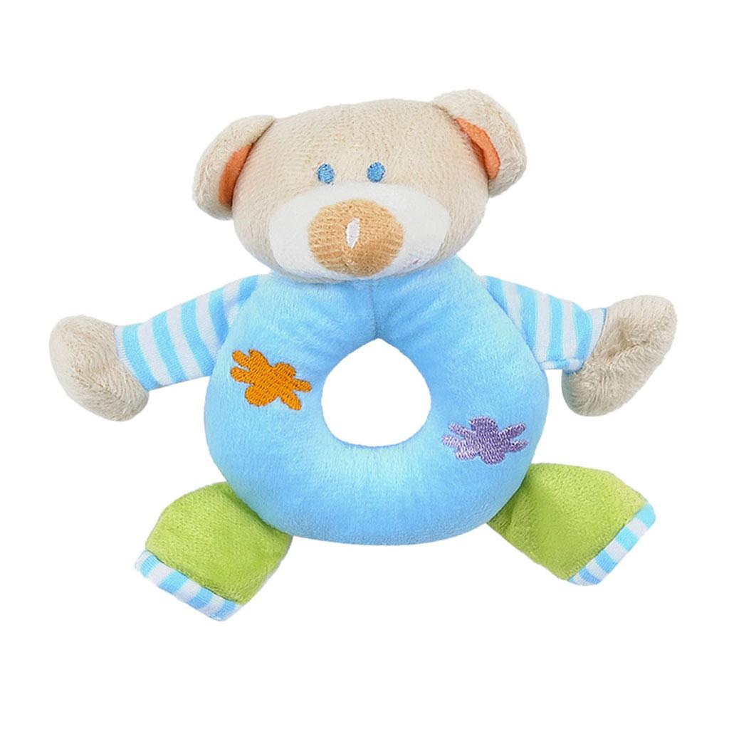 Soft Animal Plush Doll Rattle Infant Kids Educational Toys Blue bear