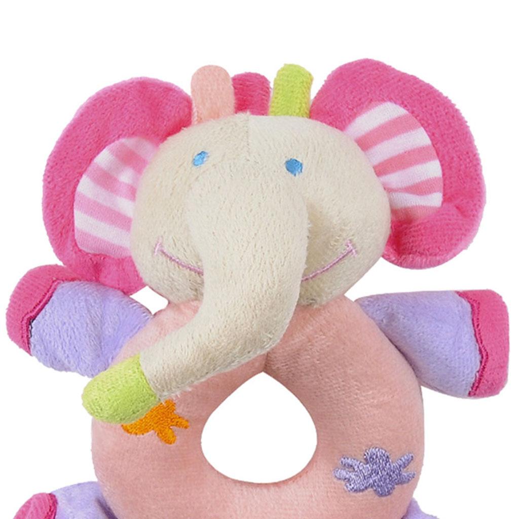 Soft Animal Plush Doll Rattle Infant Kids Educational Toys Pink elephant