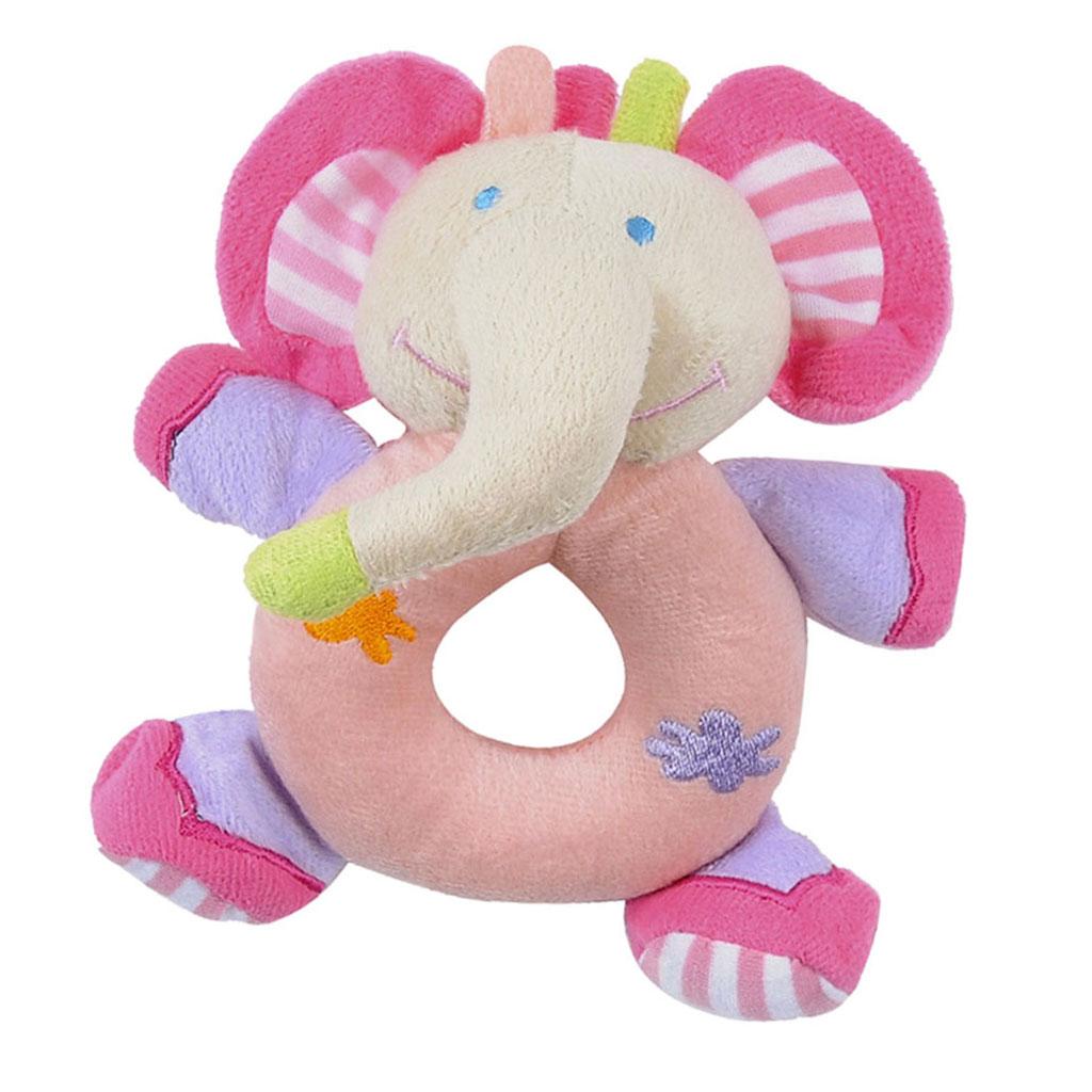 Soft Animal Plush Doll Rattle Infant Kids Educational Toys Pink elephant
