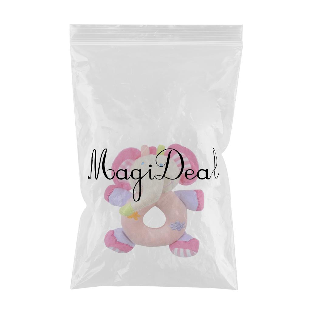 Soft Animal Plush Doll Rattle Infant Kids Educational Toys Pink elephant