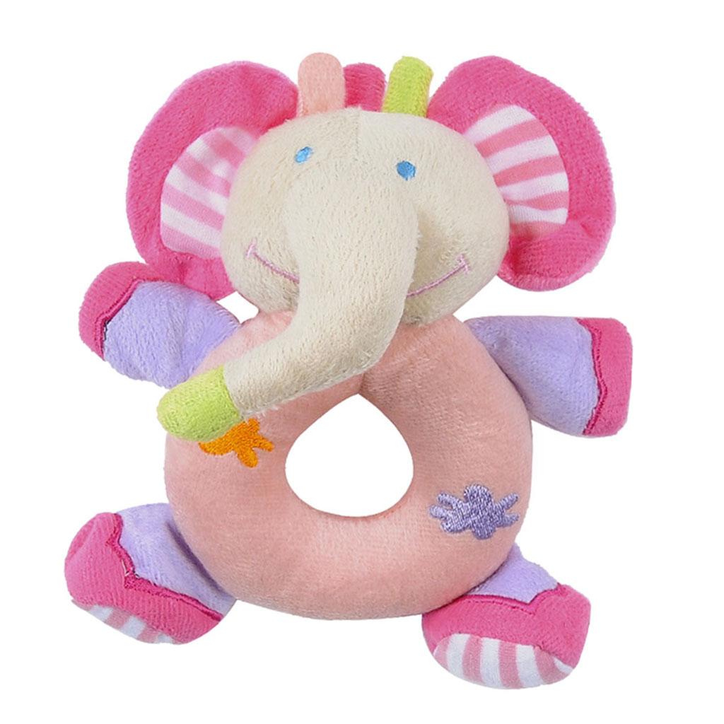 Soft Animal Plush Doll Rattle Infant Kids Educational Toys Pink elephant