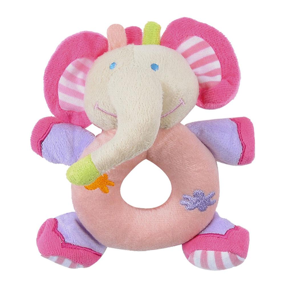 Soft Animal Plush Doll Rattle Infant Kids Educational Toys Pink elephant