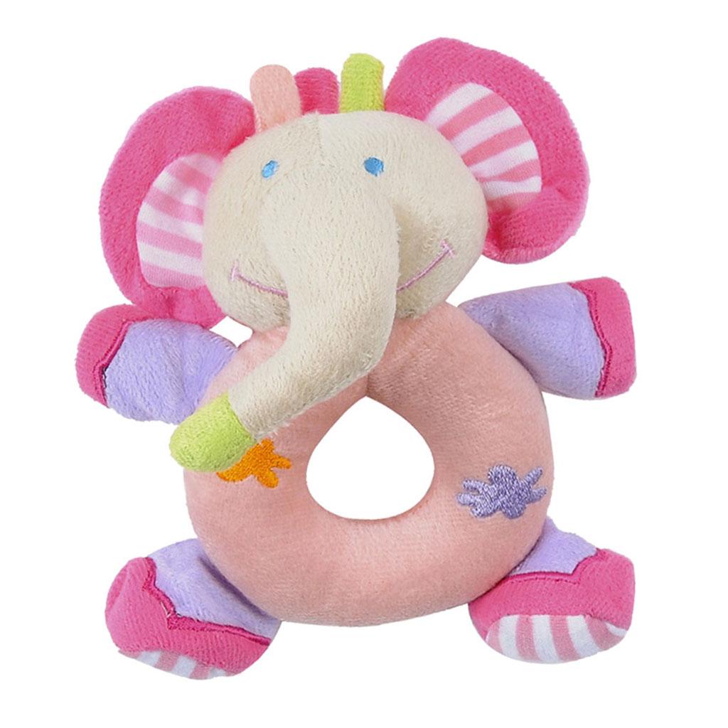 Soft Animal Plush Doll Rattle Infant Kids Educational Toys Pink elephant
