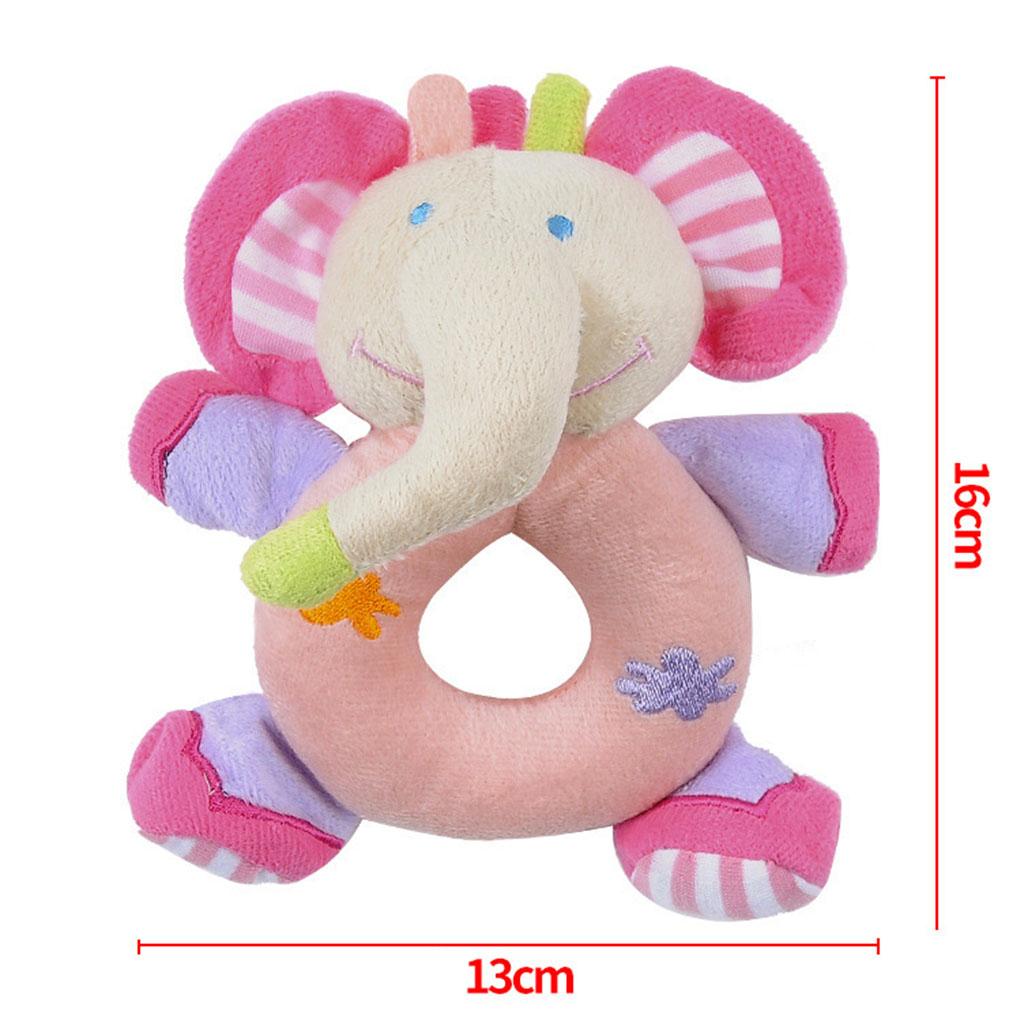 Soft Animal Plush Doll Rattle Infant Kids Educational Toys Pink elephant