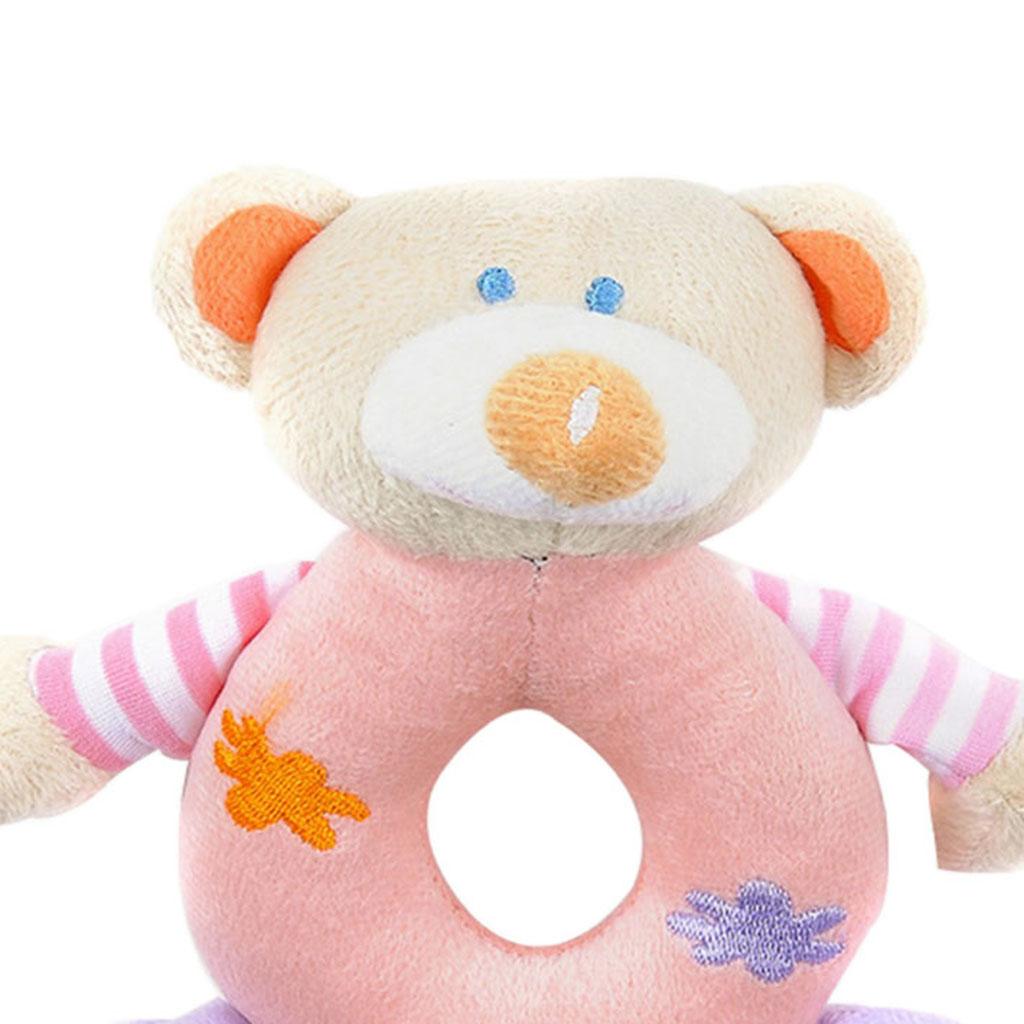 Soft Animal Plush Doll Rattle Infant Kids Educational Toys Pink bear