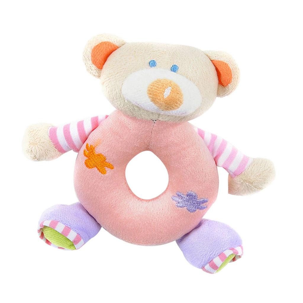 Soft Animal Plush Doll Rattle Infant Kids Educational Toys Pink bear