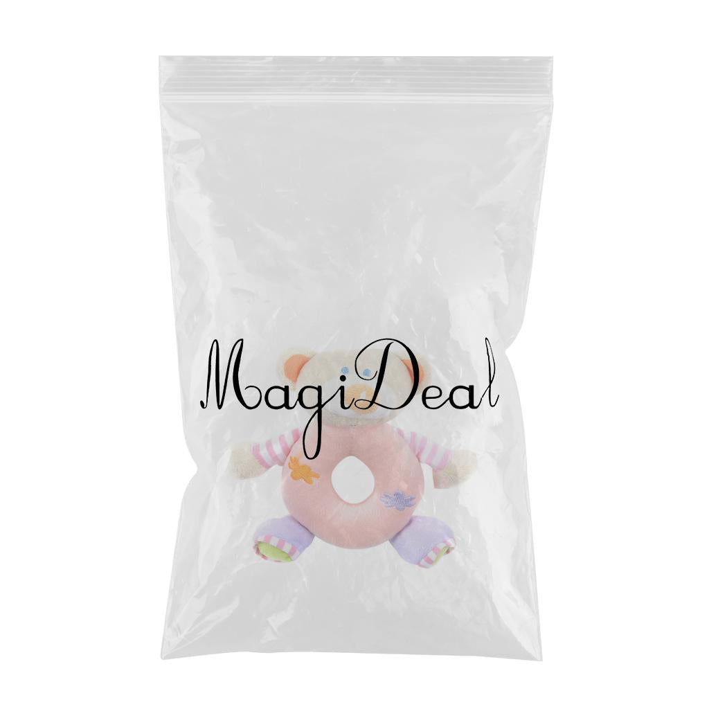 Soft Animal Plush Doll Rattle Infant Kids Educational Toys Pink bear