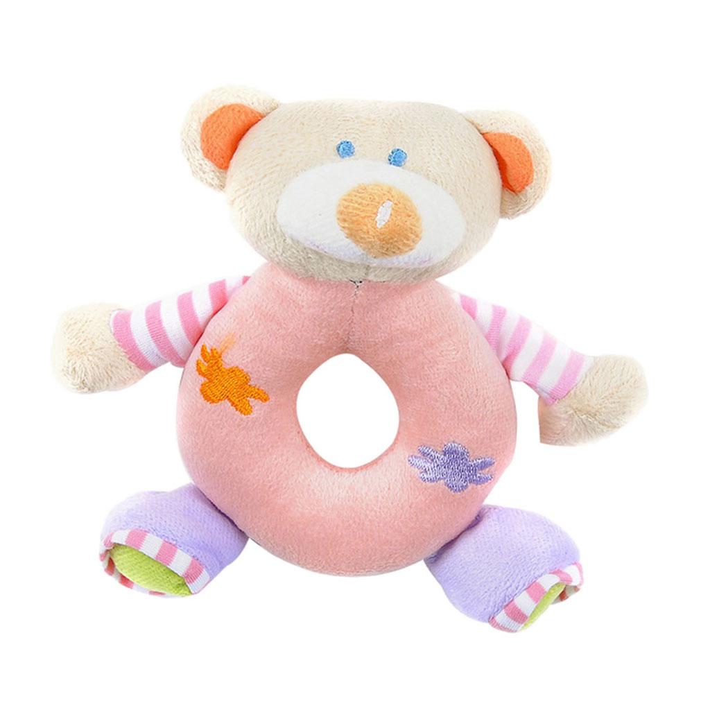 Soft Animal Plush Doll Rattle Infant Kids Educational Toys Pink bear