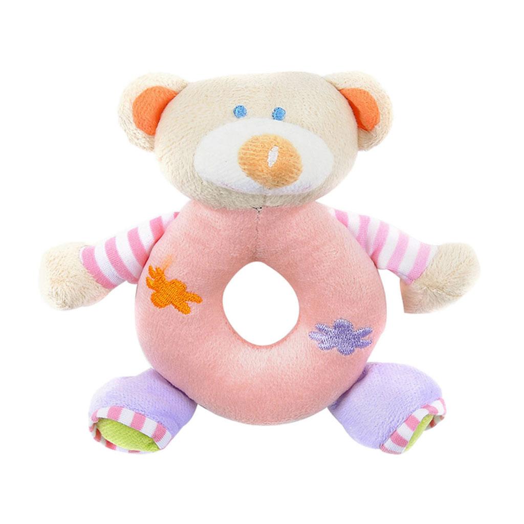 Soft Animal Plush Doll Rattle Infant Kids Educational Toys Pink bear