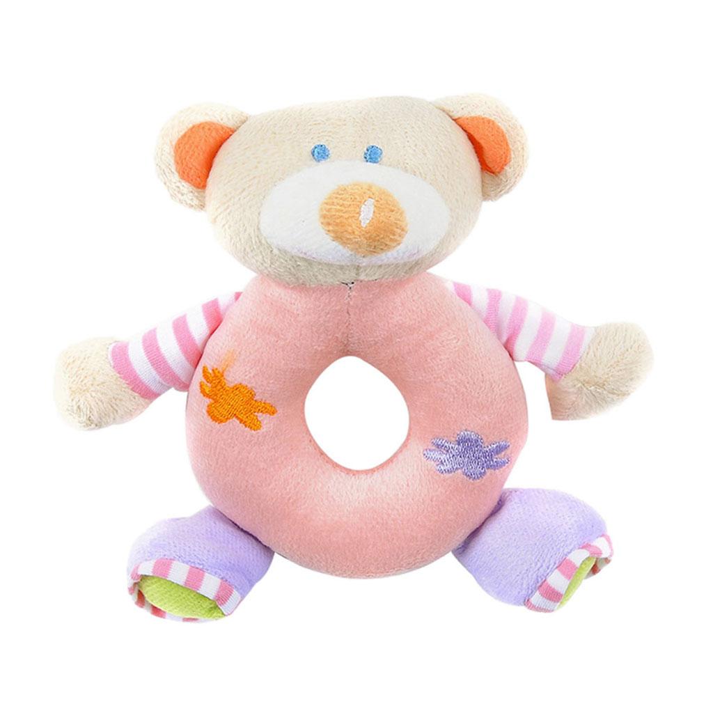 Soft Animal Plush Doll Rattle Infant Kids Educational Toys Pink bear
