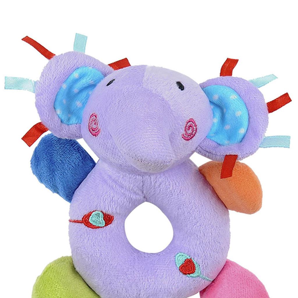 Soft Animal Plush Doll Rattle Infant Kids Educational Toys Purple elephant