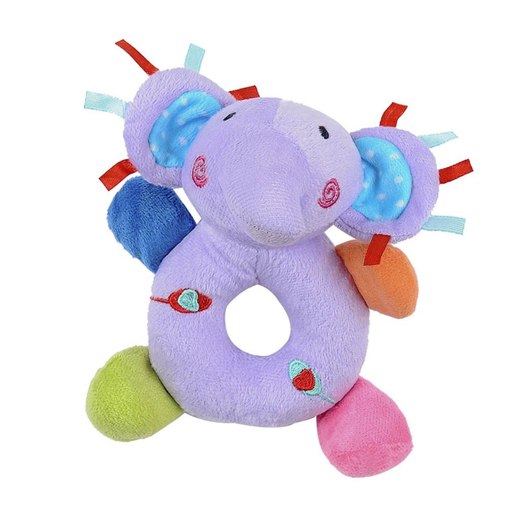 Soft Animal Plush Doll Rattle Infant Kids Educational Toys Purple elephant
