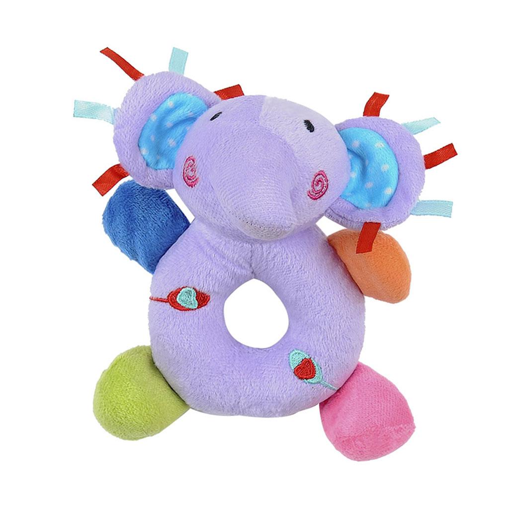 Soft Animal Plush Doll Rattle Infant Kids Educational Toys Purple elephant