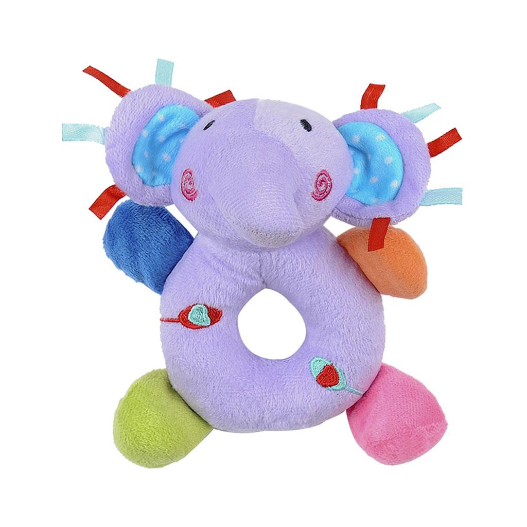 Soft Animal Plush Doll Rattle Infant Kids Educational Toys Purple elephant