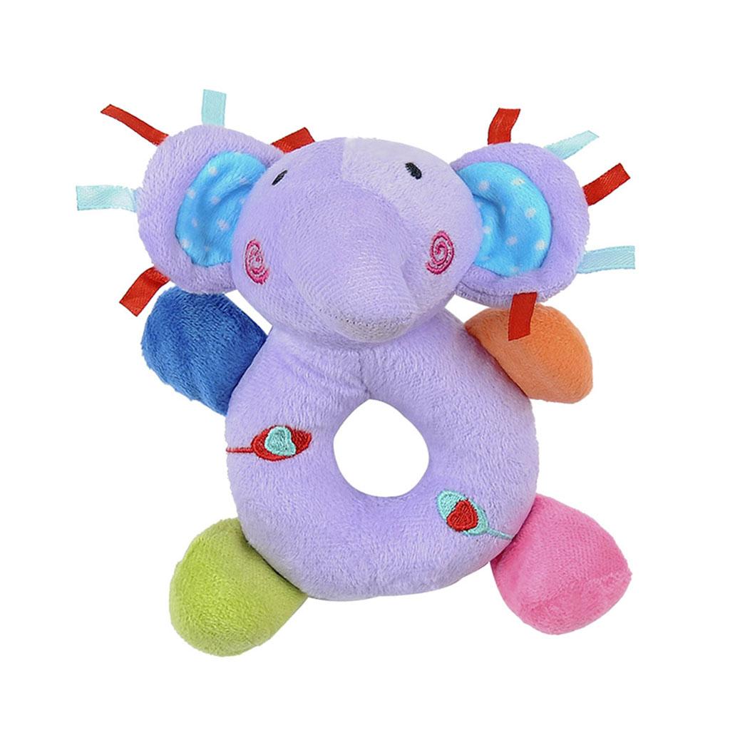 Soft Animal Plush Doll Rattle Infant Kids Educational Toys Purple elephant