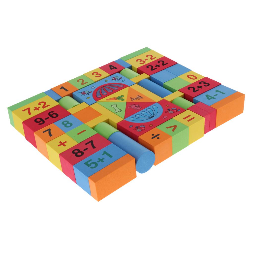 52Pcs EVA Soft Building Blocks Set Stacking Game Math Toys for Kids Toddler