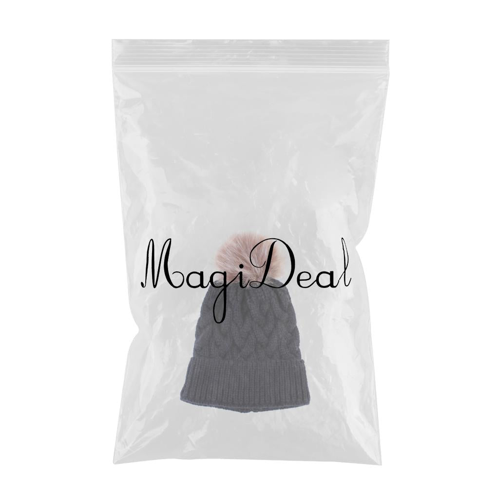Kids Winter Warm Hat Baby Beanie Pom Pom Knit Cap for Girls and Boys Black