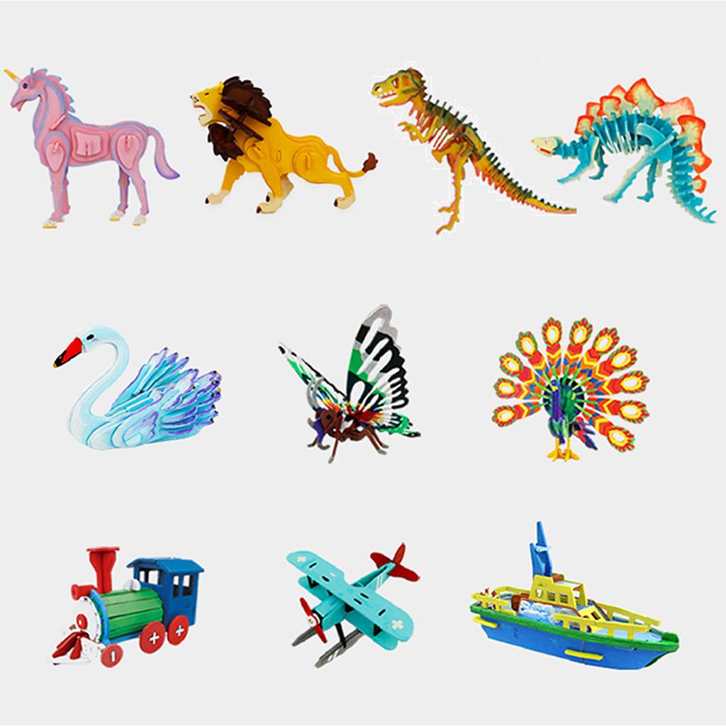 Children's Handmade DIY 3D Wooden Jigsaw Puzzle Educational Toy T-Rex