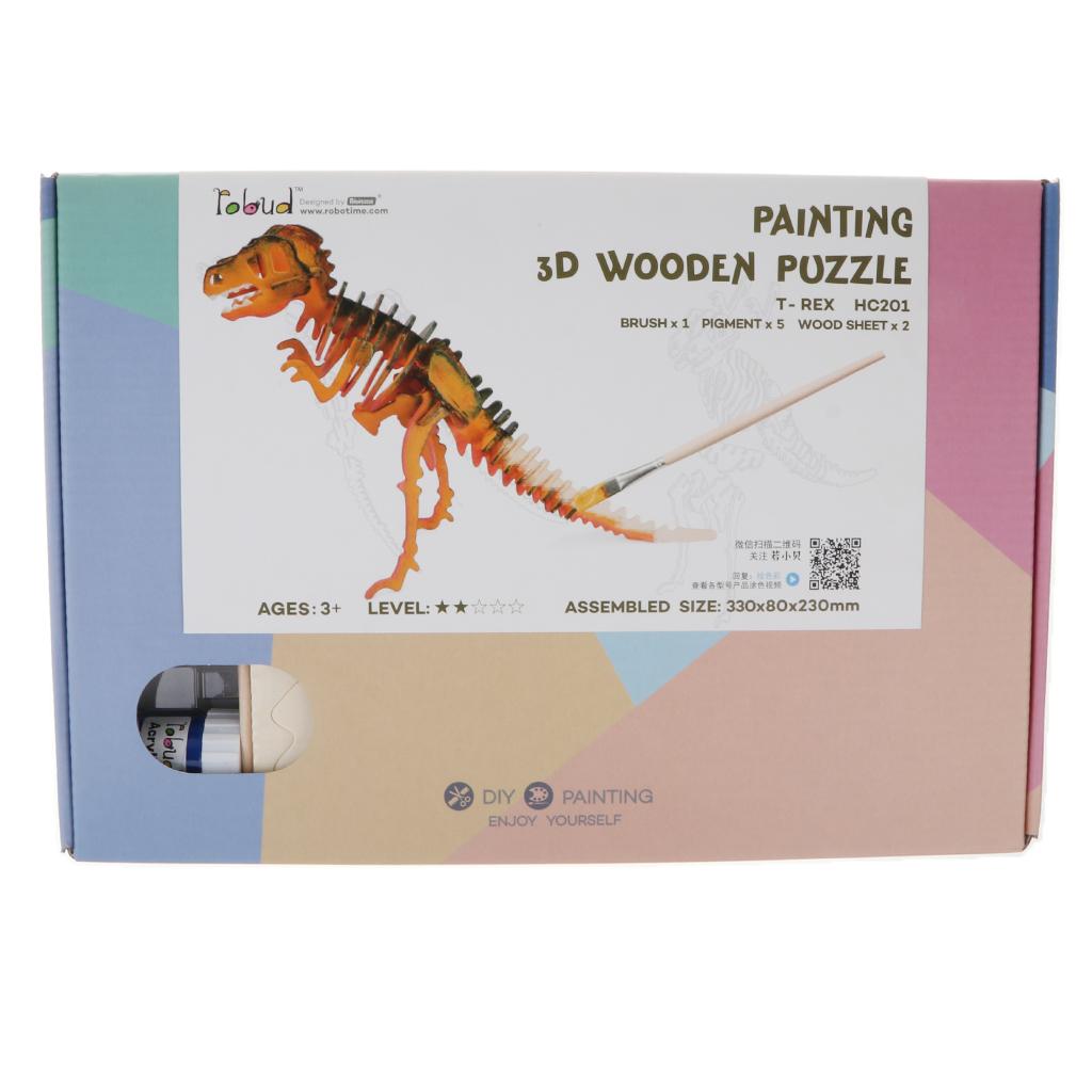 Children's Handmade DIY 3D Wooden Jigsaw Puzzle Educational Toy T-Rex