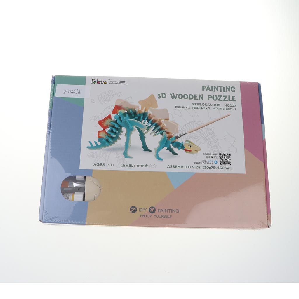 Children's Handmade DIY 3D Wooden Jigsaw Puzzle Educational Toy Stegosaurus