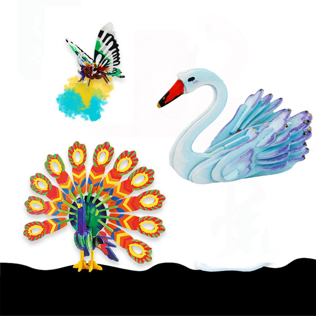 Children's Handmade DIY 3D Wooden Jigsaw Puzzle Educational Toy Peacock