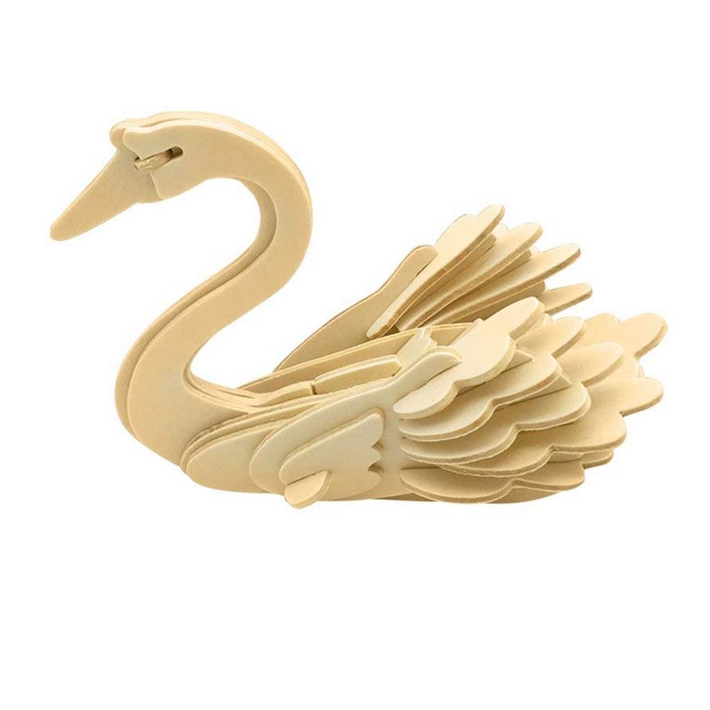 Children's Handmade DIY 3D Wooden Jigsaw Puzzle Educational Toy Swan
