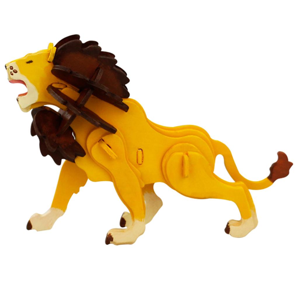 Children's Handmade DIY 3D Wooden Jigsaw Puzzle Educational Toy Lion