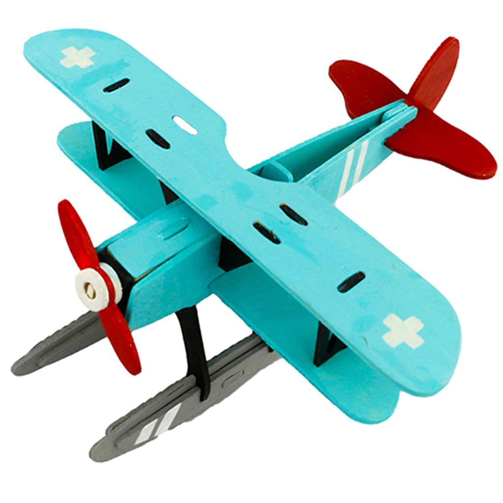 Children's Handmade DIY 3D Wooden Jigsaw Puzzle Educational Toy Seaplane