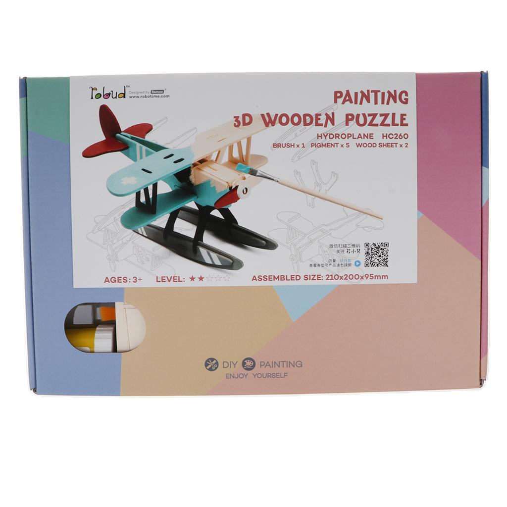 Children's Handmade DIY 3D Wooden Jigsaw Puzzle Educational Toy Seaplane