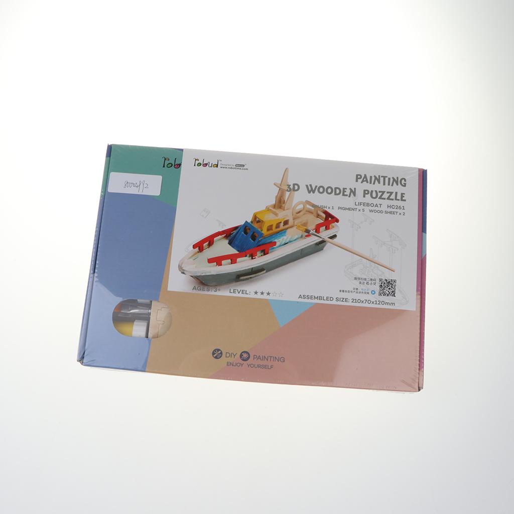 Children's Handmade DIY 3D Wooden Jigsaw Puzzle Educational Toy Lifeboat