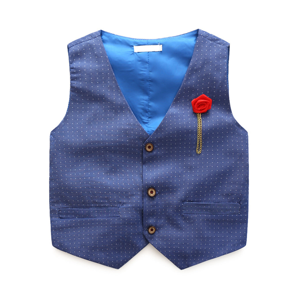 Baby Boy's Cotton Long-Sleeved Gentleman Suit 3 Pieces Blue white - 140cm(7-8T)