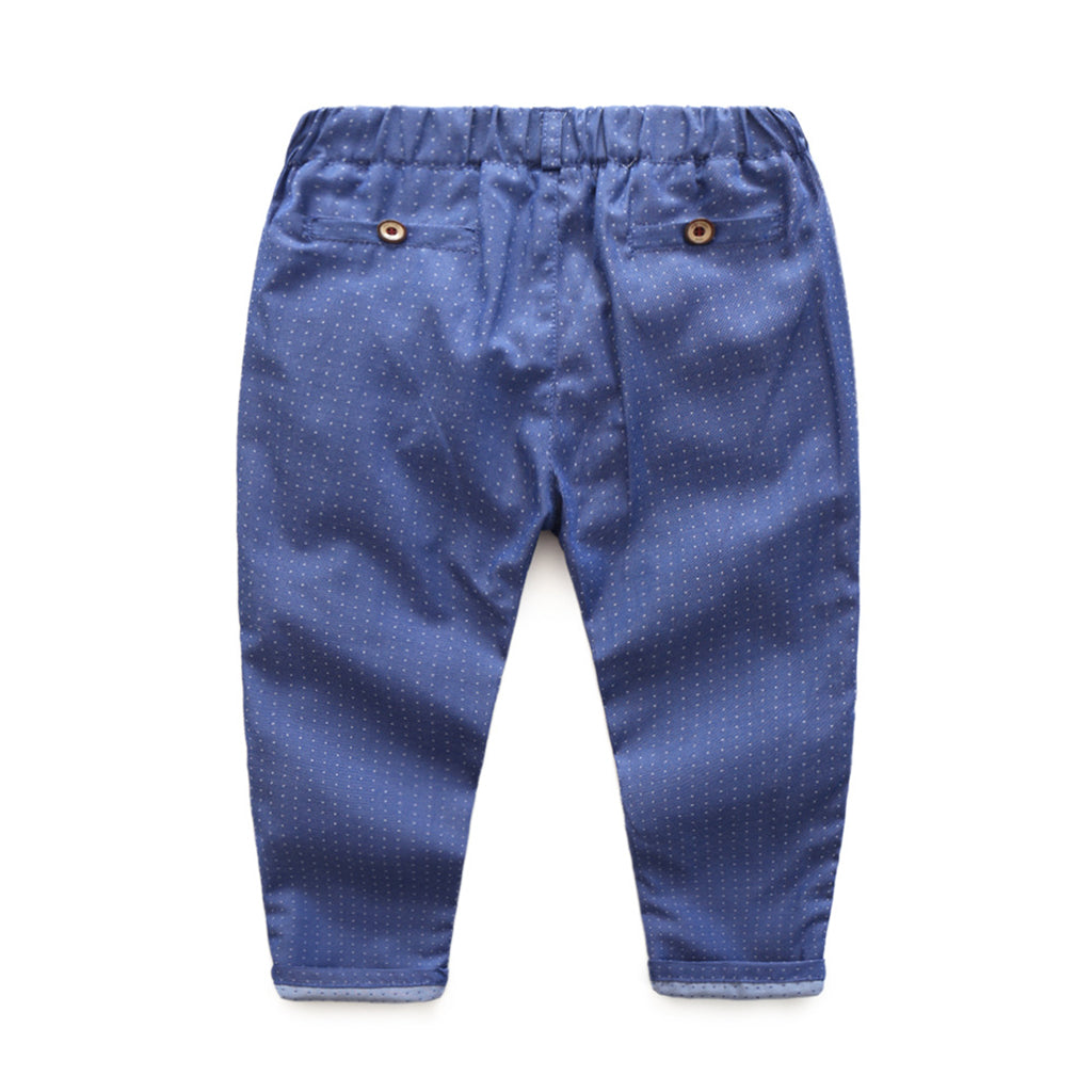 Baby Boy's Cotton Long-Sleeved Gentleman Suit 3 Pieces Blue white - 140cm(7-8T)