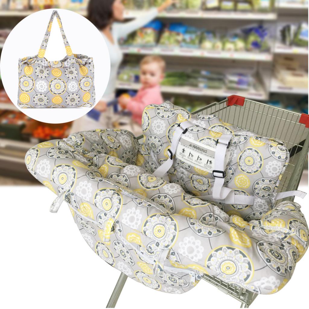 Baby Shopping Cart Seat Pad Child High Chair Cover Protector Yellow Flower