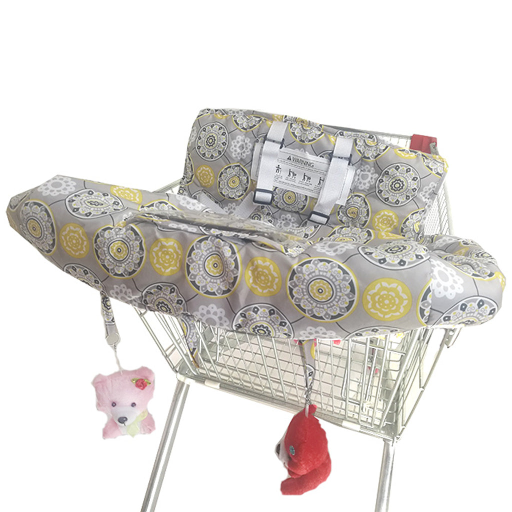 Baby Shopping Cart Seat Pad Child High Chair Cover Protector Yellow Flower