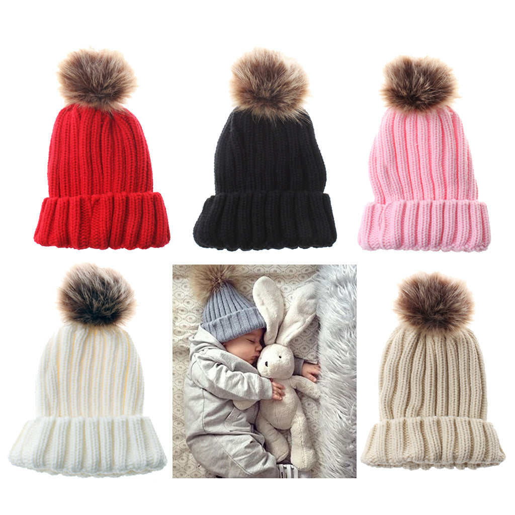 Cute Newborn Baby Girls Boys Winter Knitted Hats Warm Caps Beanies Red