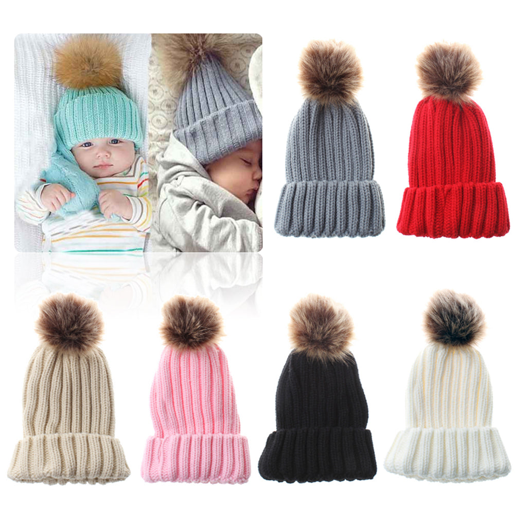 Cute Newborn Baby Girls Boys Winter Knitted Hats Warm Caps Beanies Red