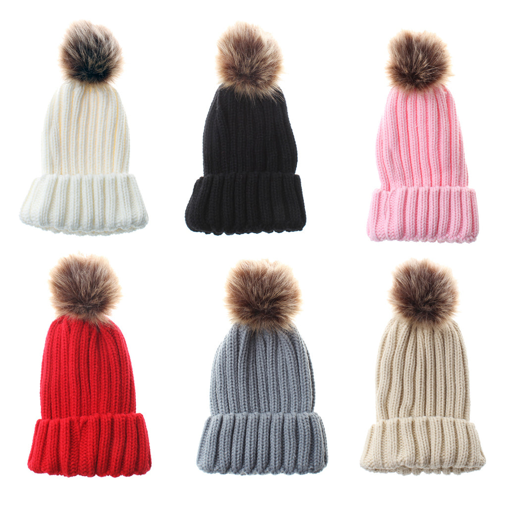 Cute Newborn Baby Girls Boys Winter Knitted Hats Warm Caps Beanies Red