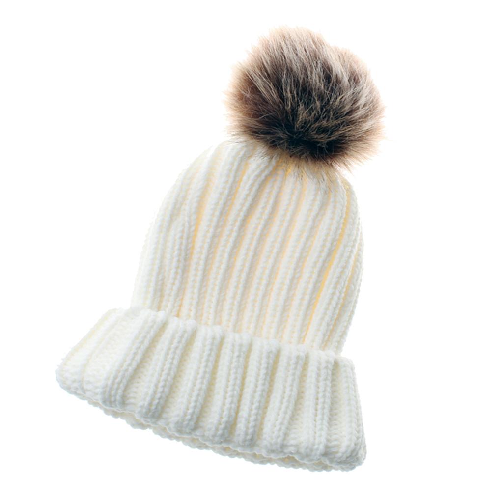 Cute Newborn Baby Girls Boys Winter Knitted Hats Warm Caps Beanies White