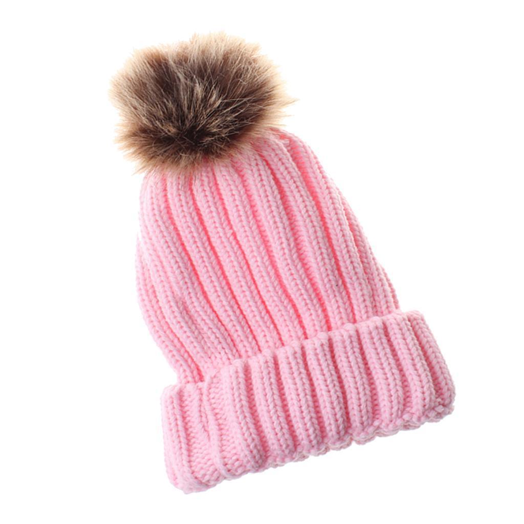 Cute Newborn Baby Girls Boys Winter Knitted Hats Warm Caps Beanies Pink